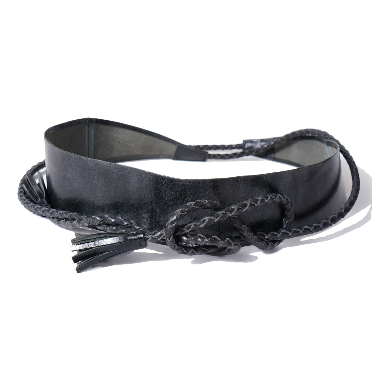 Braided Black String Leather Wrap Belt - Urban Lilith