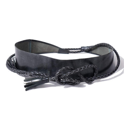 Braided Black String Leather Wrap Belt - Urban Lilith