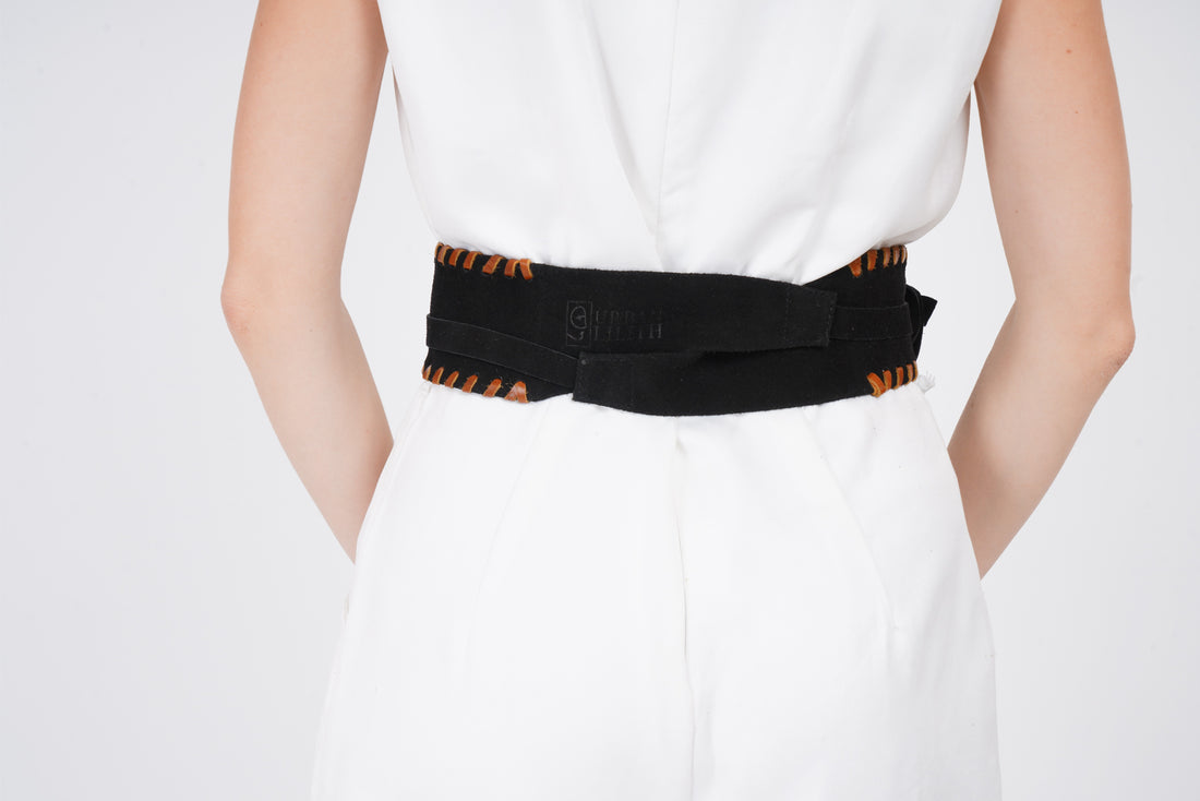 Midnight Suede Silhouette Wrap Belt