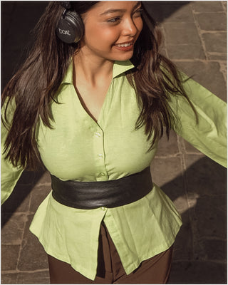 Raven Black Leather Wrap Belt